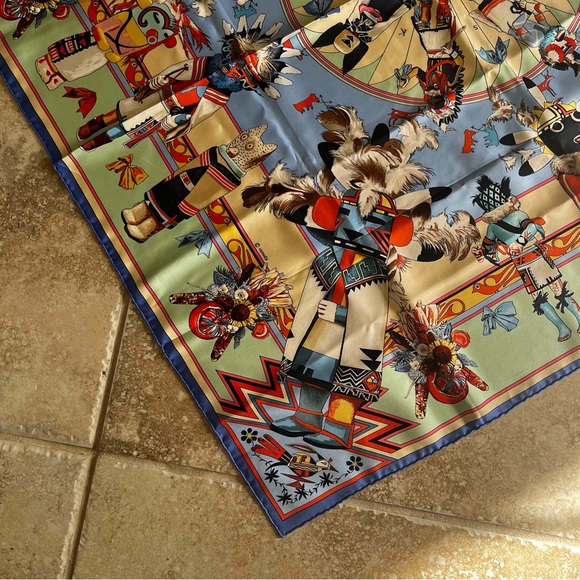 Hermès Paris “Kachinas” Native Silk Scarf Designed by Kermit Oliver - Picture 9 of 14